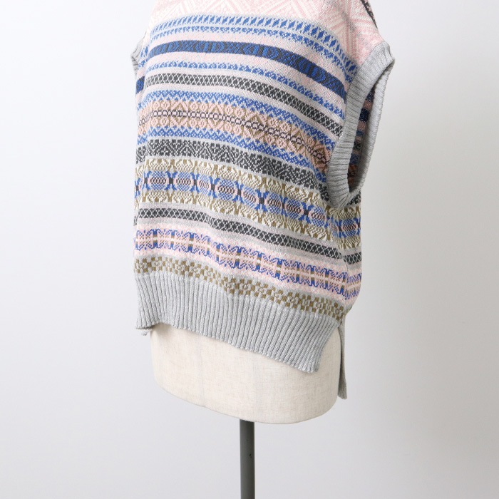 80'sBANANA REPUBLIC チマヨ柄ニットベスト 39b01cc9f485654fb3f6d0b02108bd
