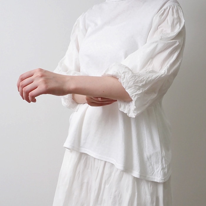 NARU(ナル) ムラ糸×塩縮ドット バルーンスリーブPO 654060