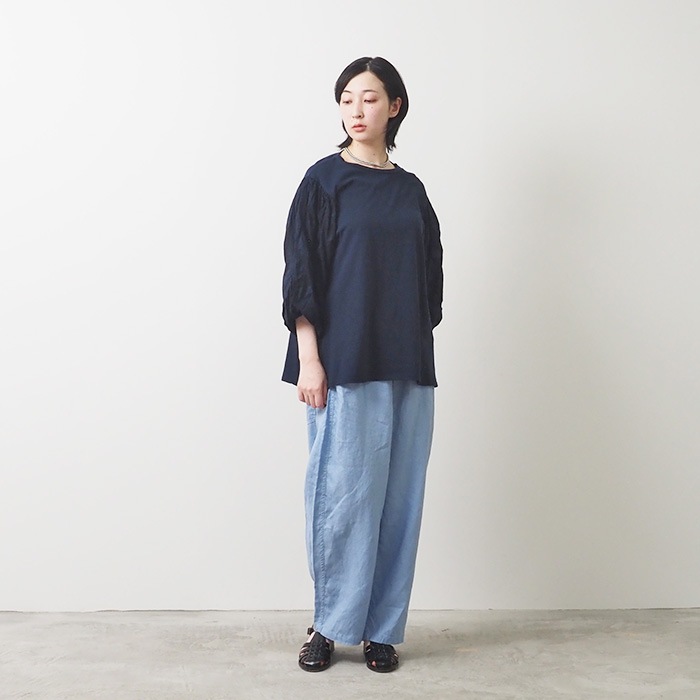 NARU(ナル) ムラ糸×塩縮ドット バルーンスリーブPO 654060