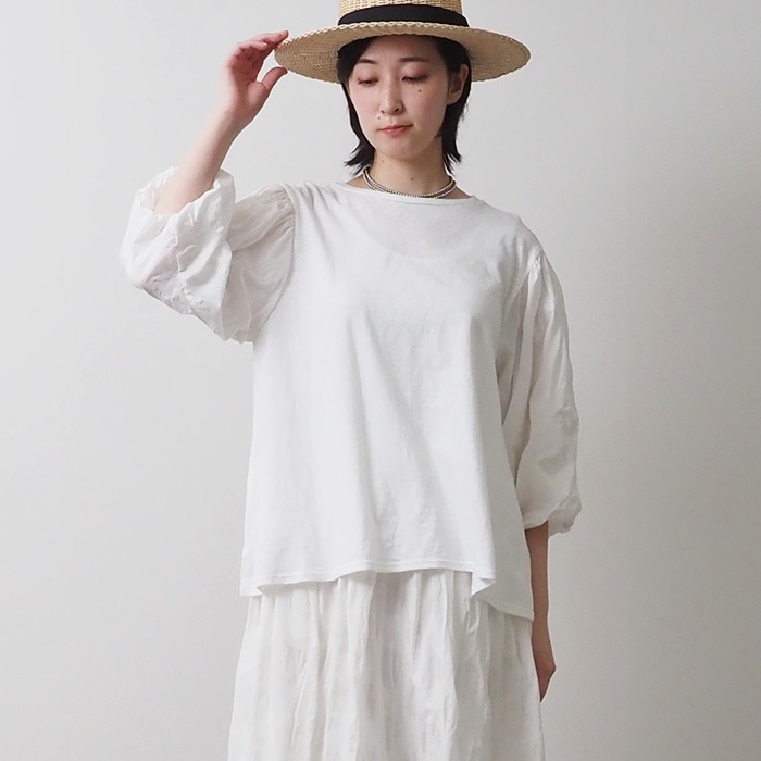 NARU(ナル) ムラ糸×塩縮ドット バルーンスリーブPO 654060