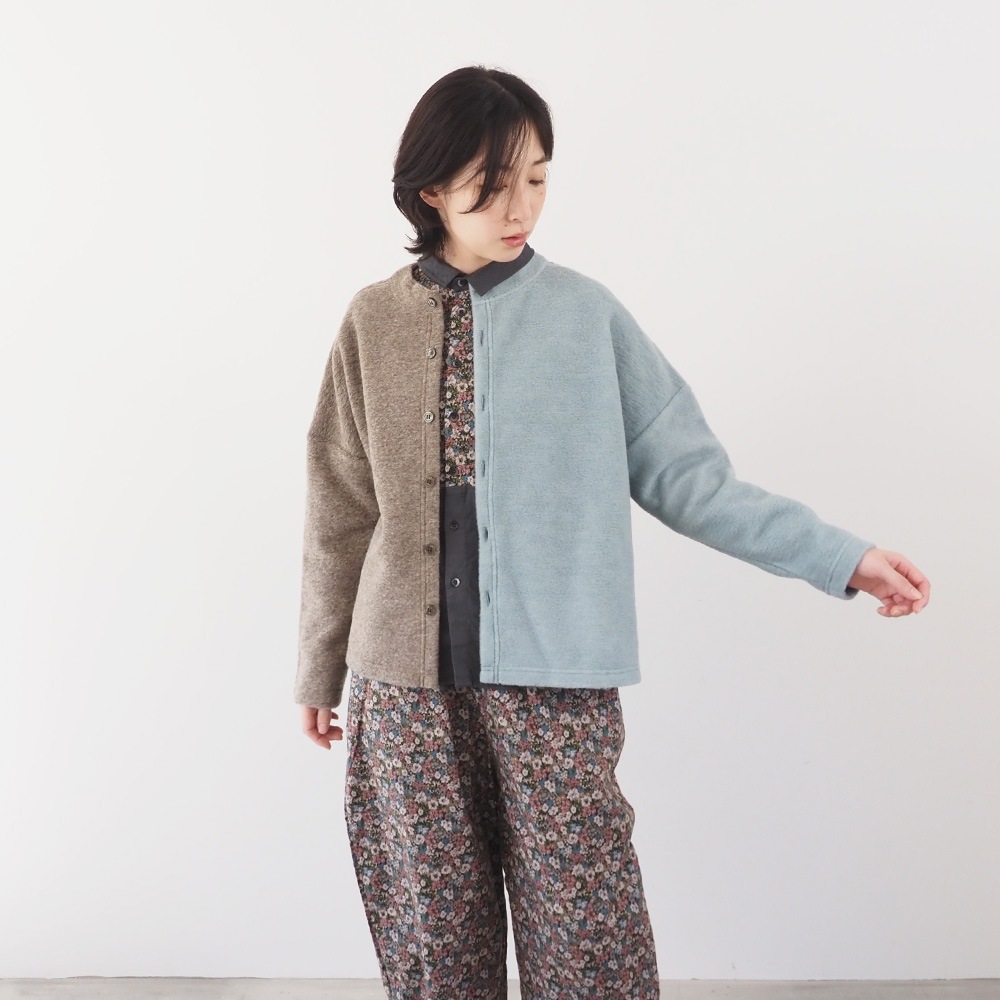 NARU(ナル) トラベルウールプレミア バイカラーカーディガン 665225