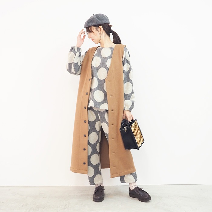 NARU(ナル) ニットメルトン 前ボタンジャンパースカート 646920