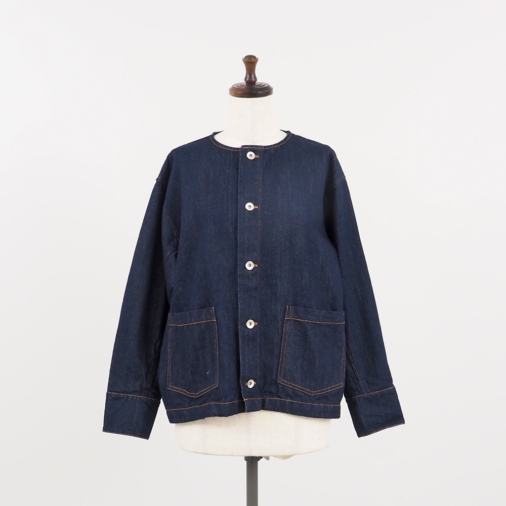 NARU(ナル) 12ozムラデニム ノーカラージャケット 666811