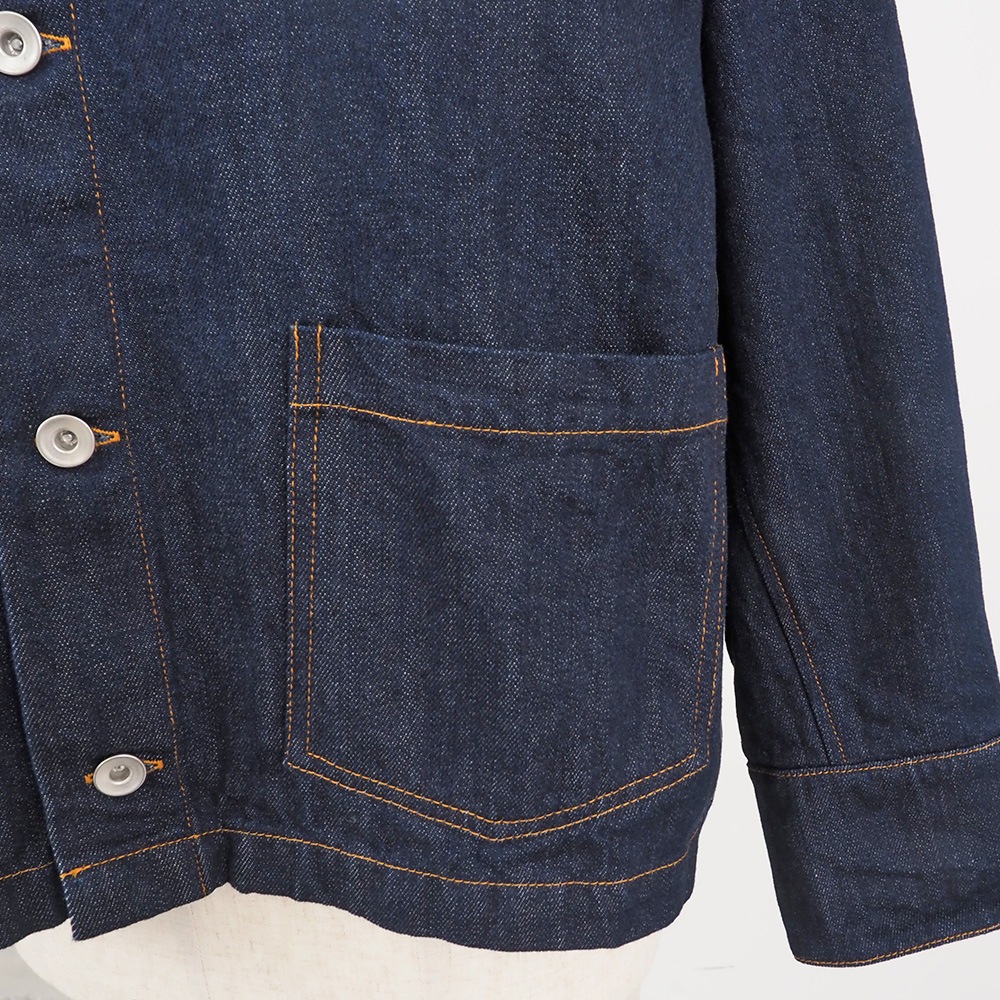 NARU(ナル) 12ozムラデニム ノーカラージャケット 666811
