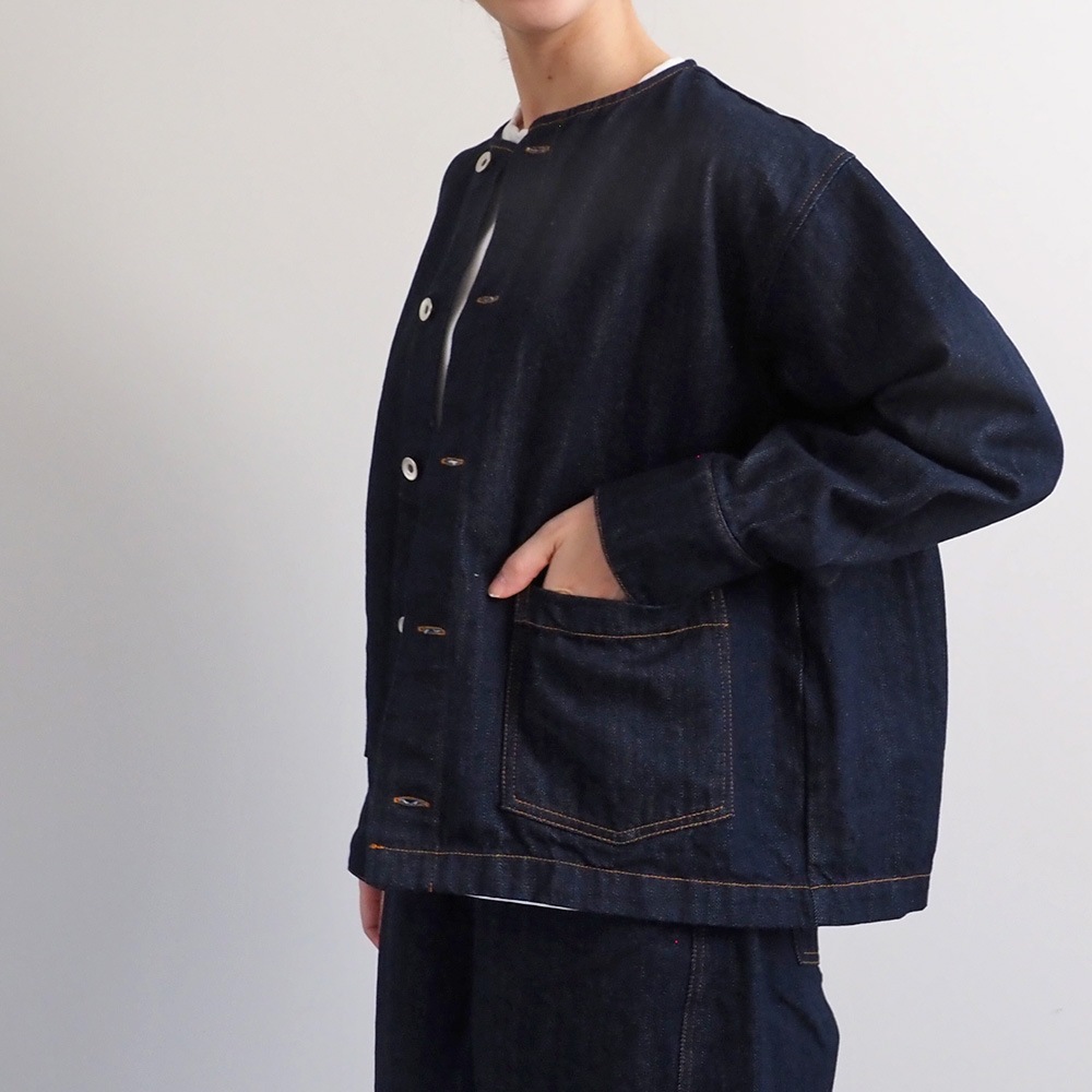 NARU(ナル) 12ozムラデニム ノーカラージャケット 666811
