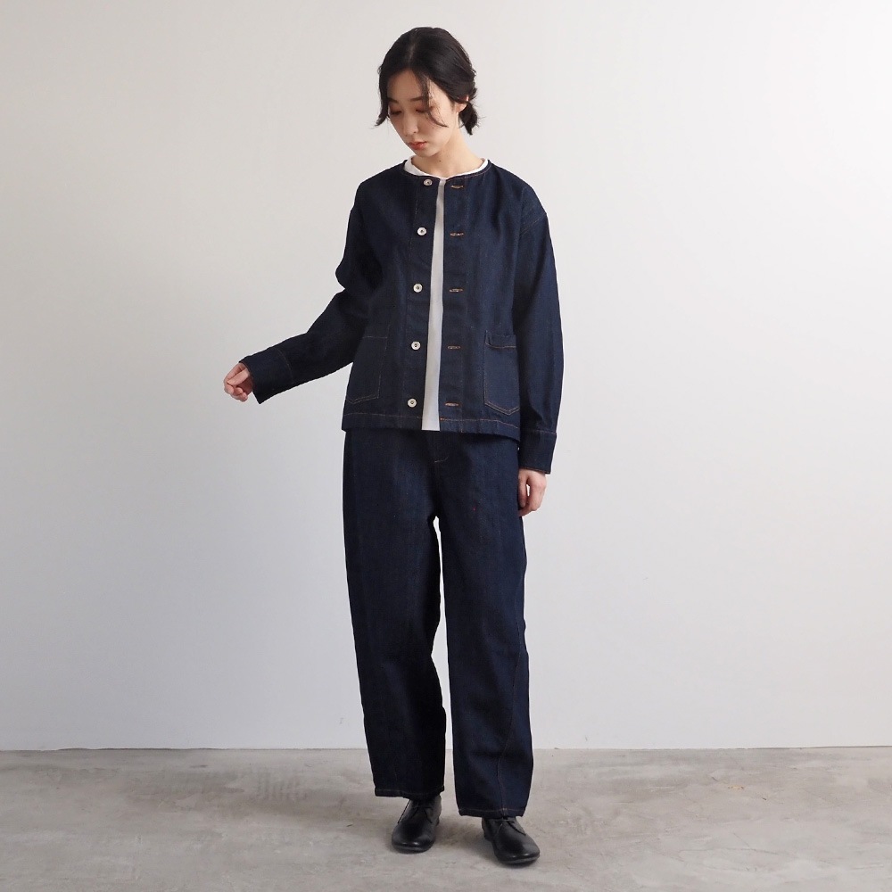 NARU(ナル) 12ozムラデニム ノーカラージャケット 666811