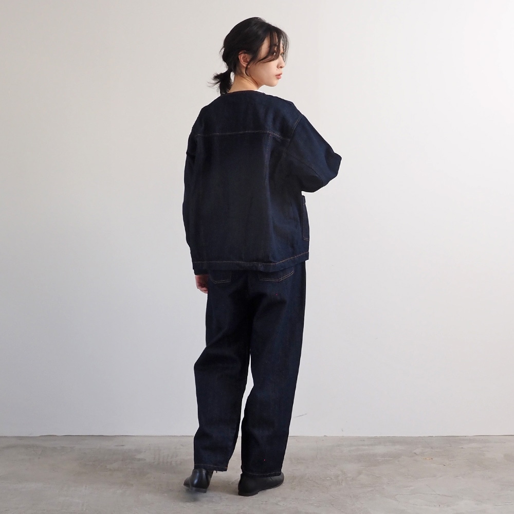 NARU(ナル) 12ozムラデニム ノーカラージャケット 666811