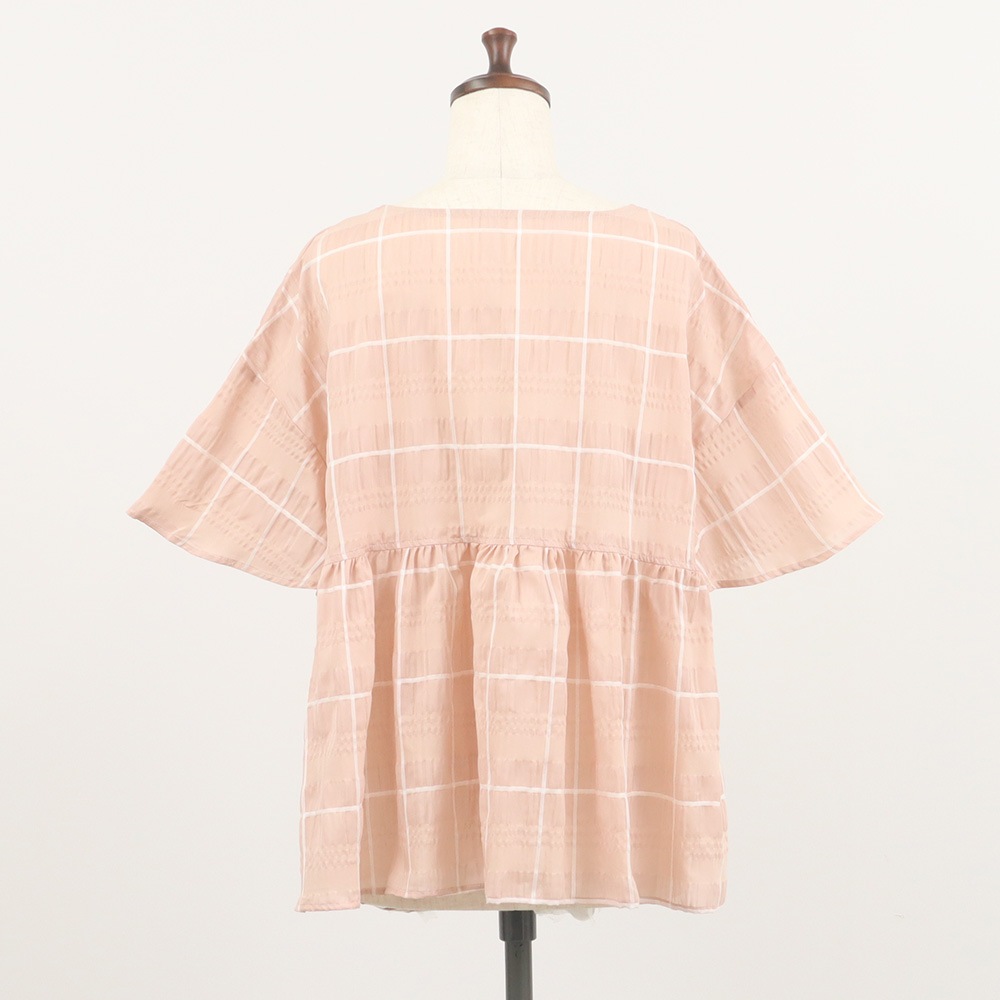 NARU(ナル) シャドウチェック フレアスリーブシャツ 658907