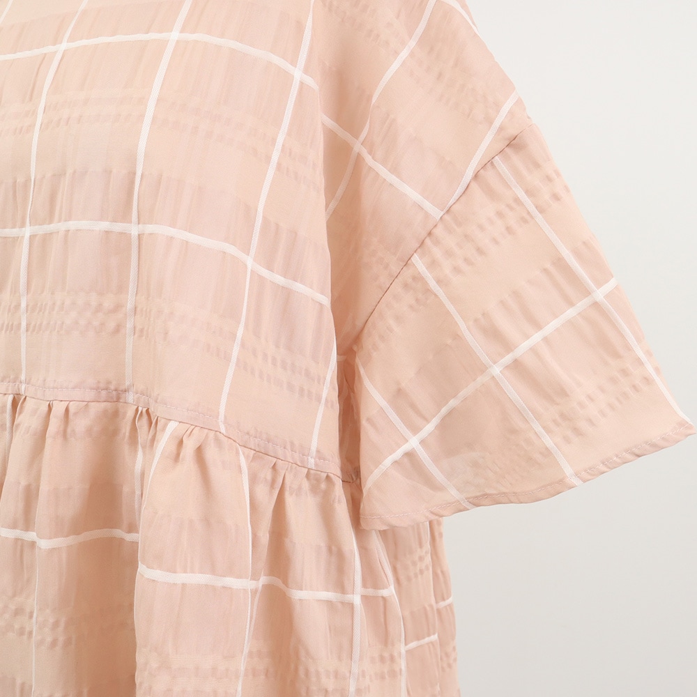 NARU(ナル) シャドウチェック フレアスリーブシャツ 658907