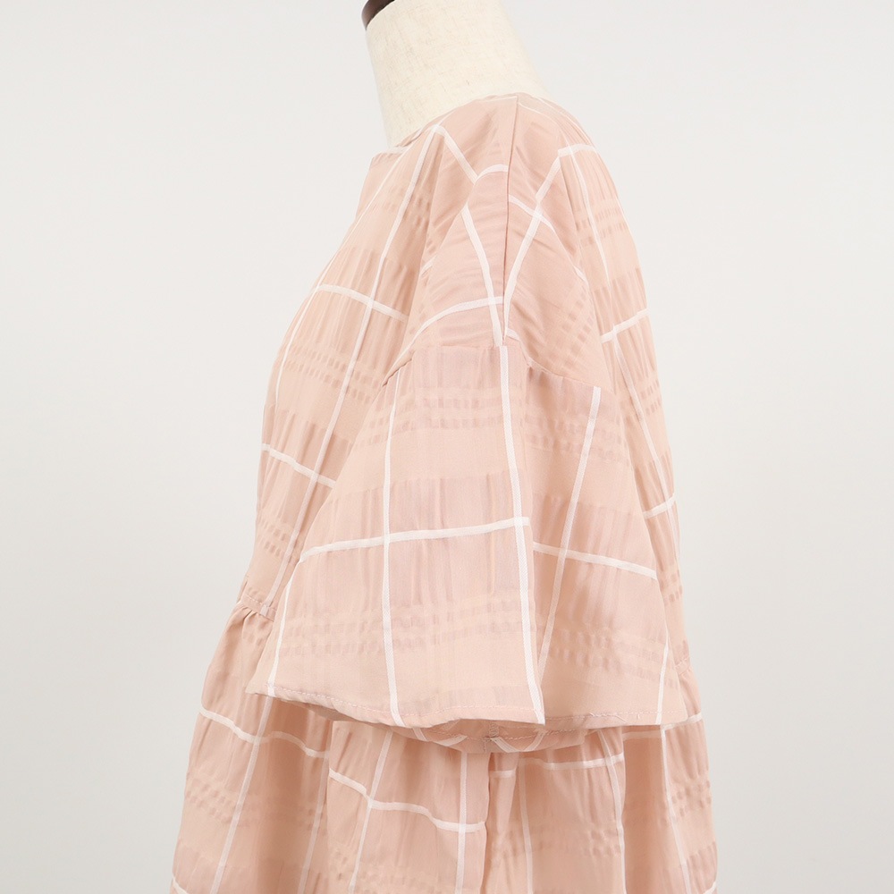 NARU(ナル) シャドウチェック フレアスリーブシャツ 658907