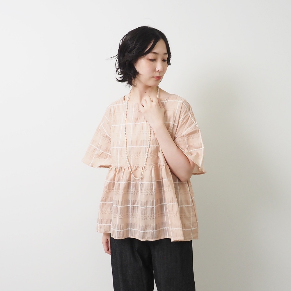 NARU(ナル) シャドウチェック フレアスリーブシャツ 658907