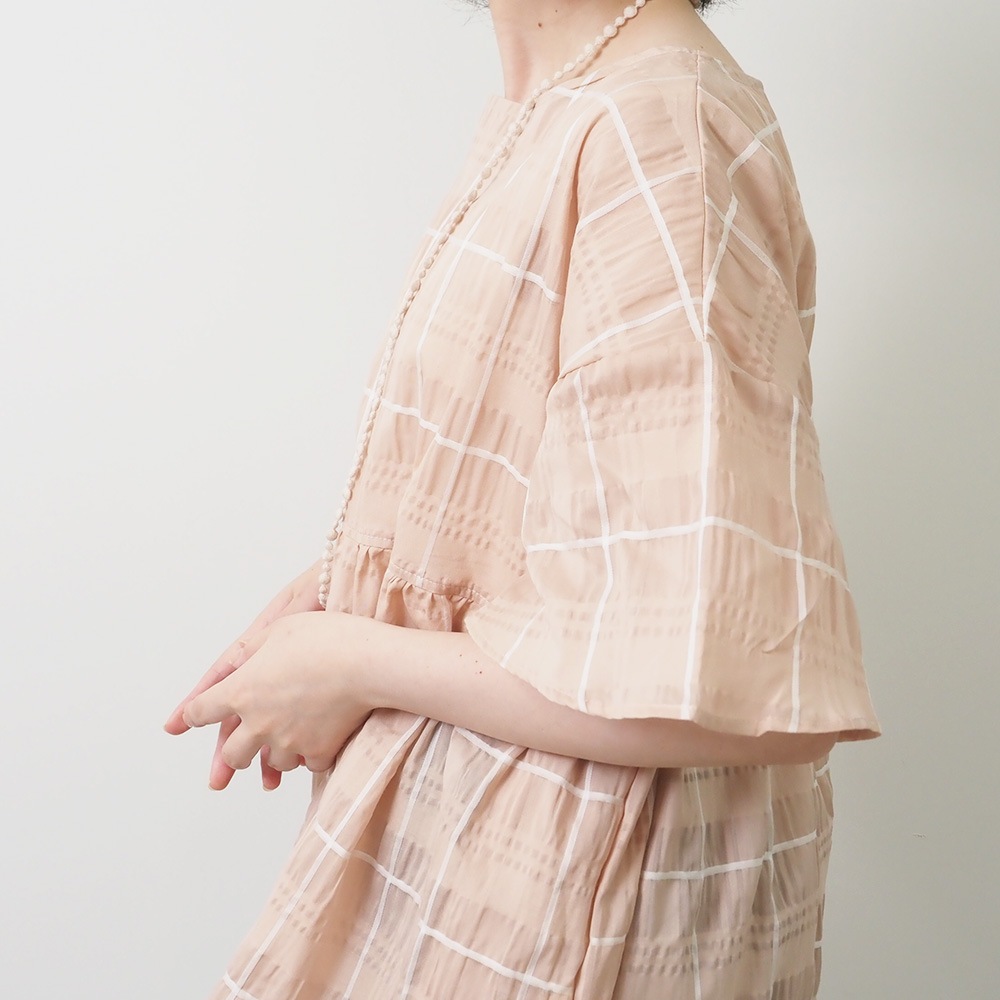 NARU(ナル) シャドウチェック フレアスリーブシャツ 658907