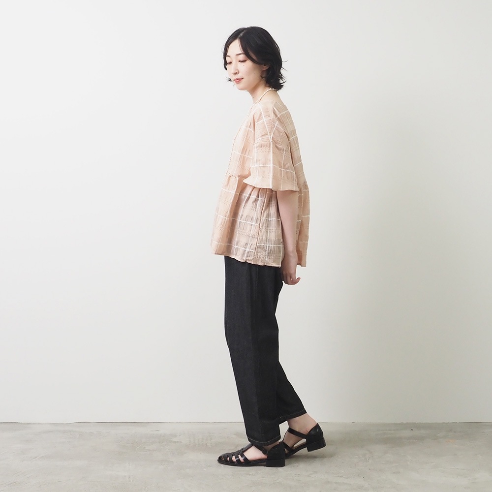 NARU(ナル) シャドウチェック フレアスリーブシャツ 658907