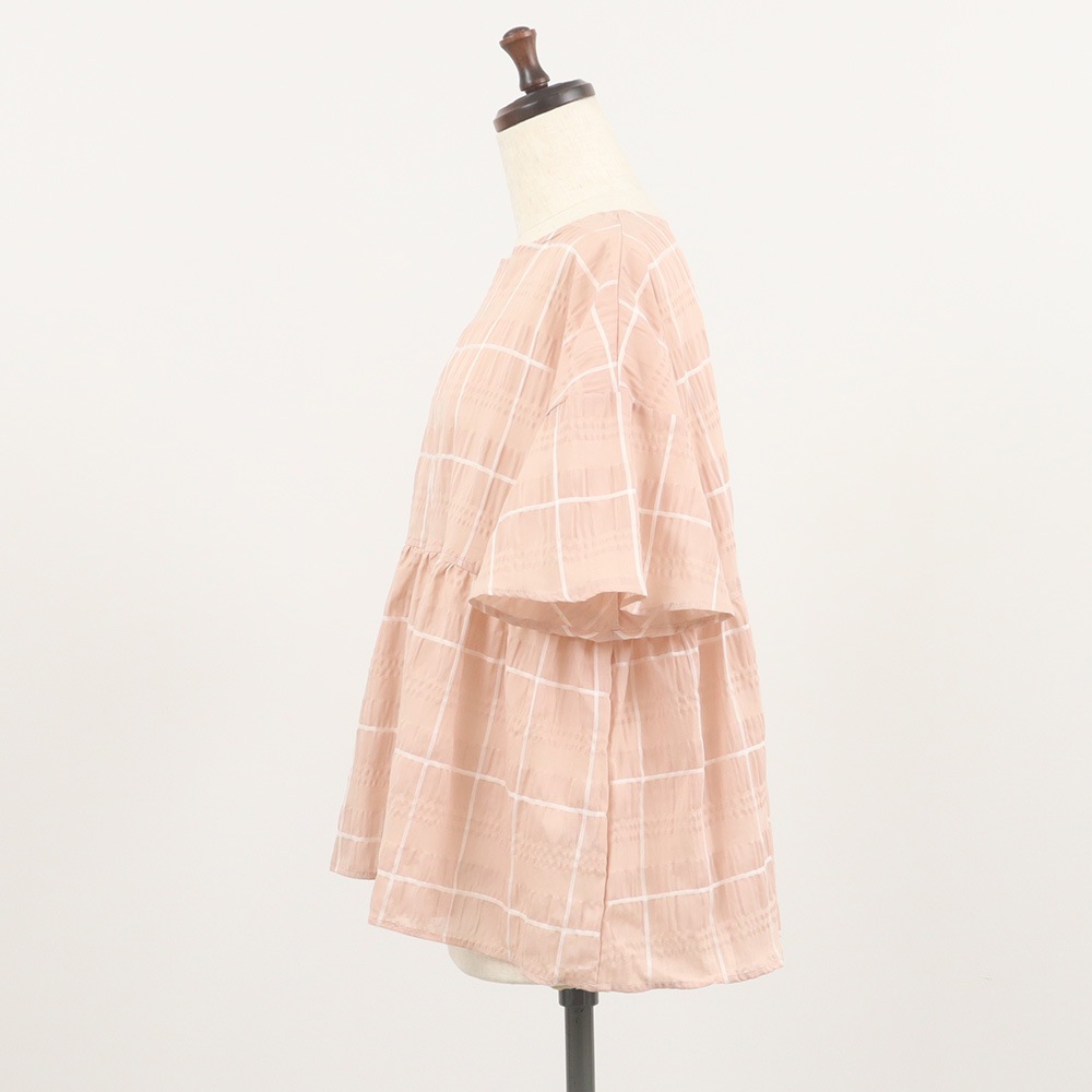 NARU(ナル) シャドウチェック フレアスリーブシャツ 658907