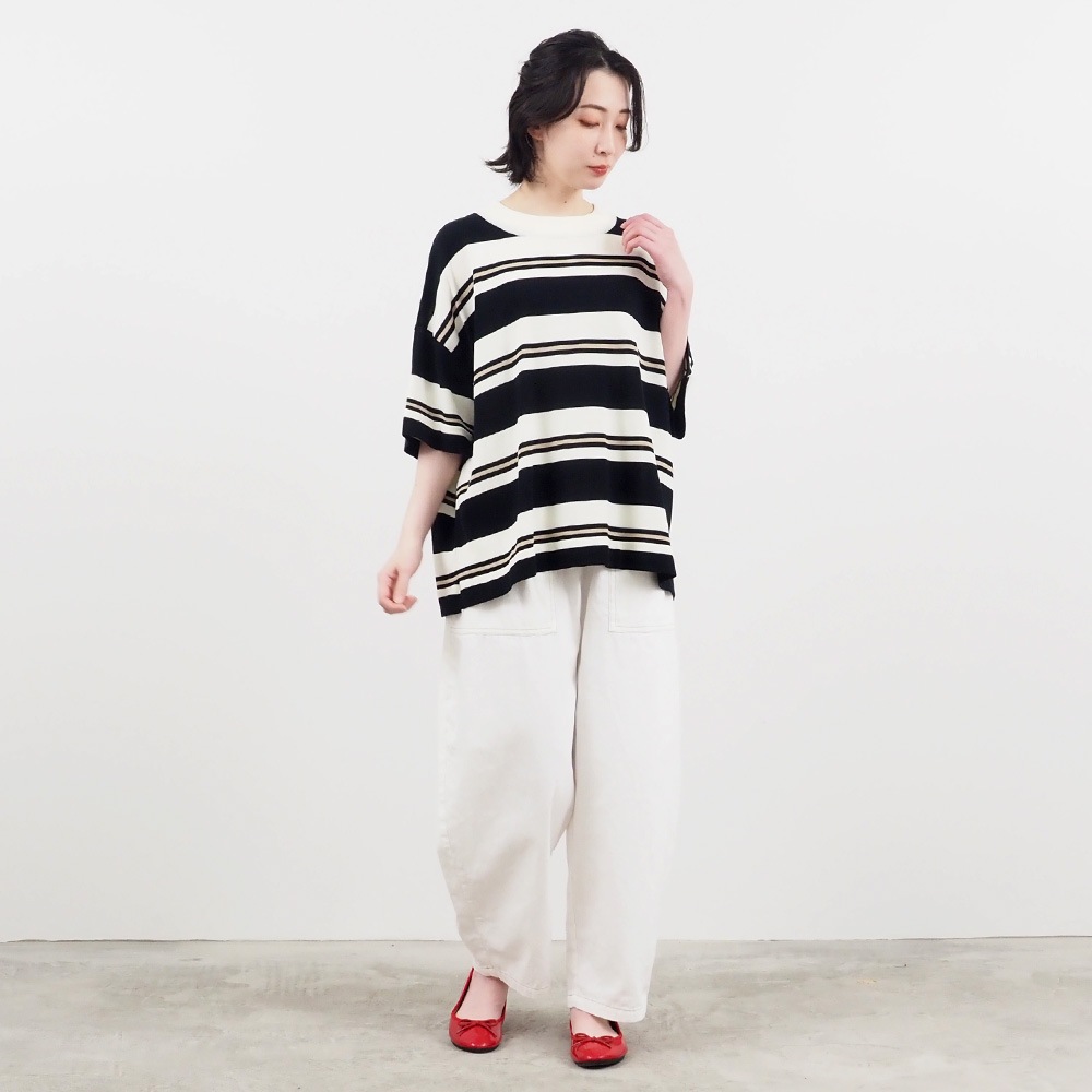 NARU(ナル) スノーコットン マルチボーダーワイドニット 661711