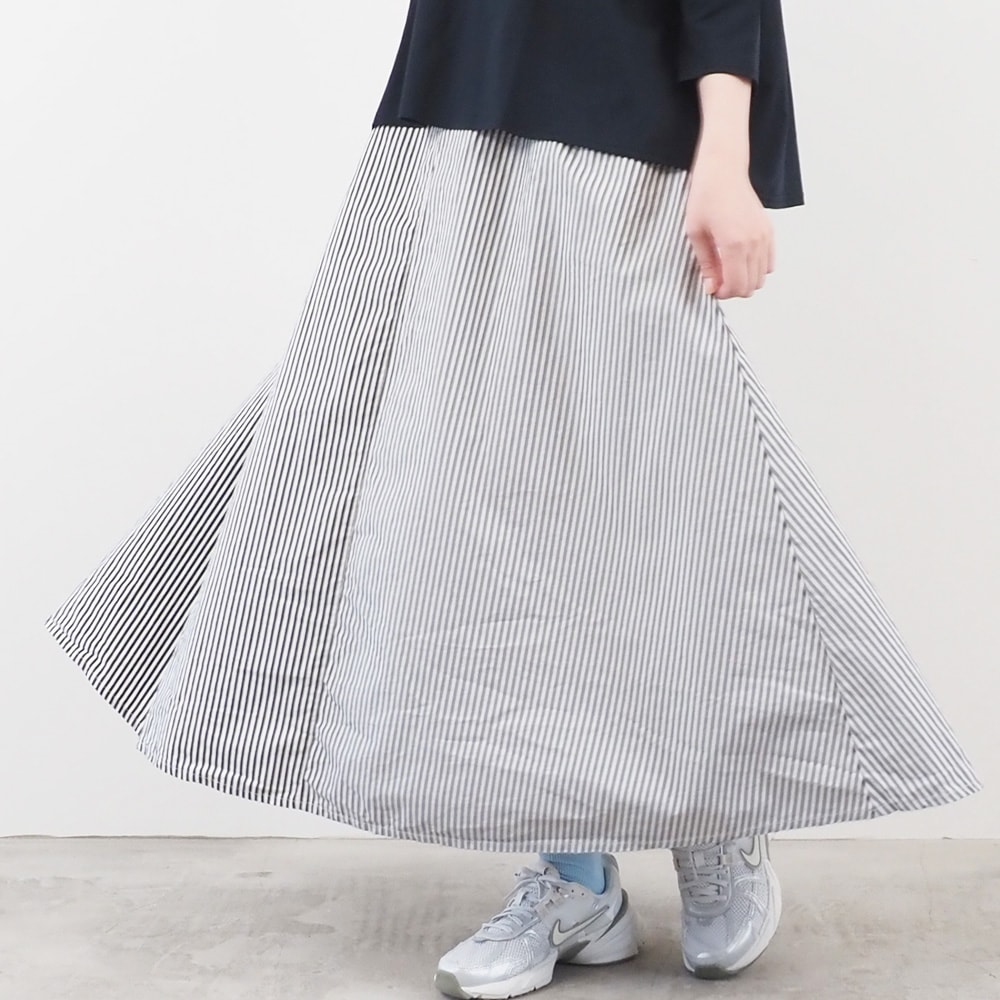 NARU(ナル) ロンドンストライプ ノッポスカート(9分丈) 667806