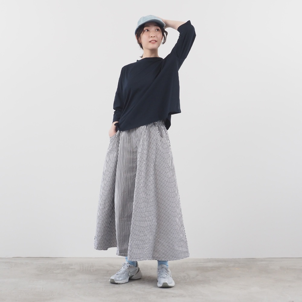 NARU(ナル) ロンドンストライプ ノッポスカート(9分丈) 667806