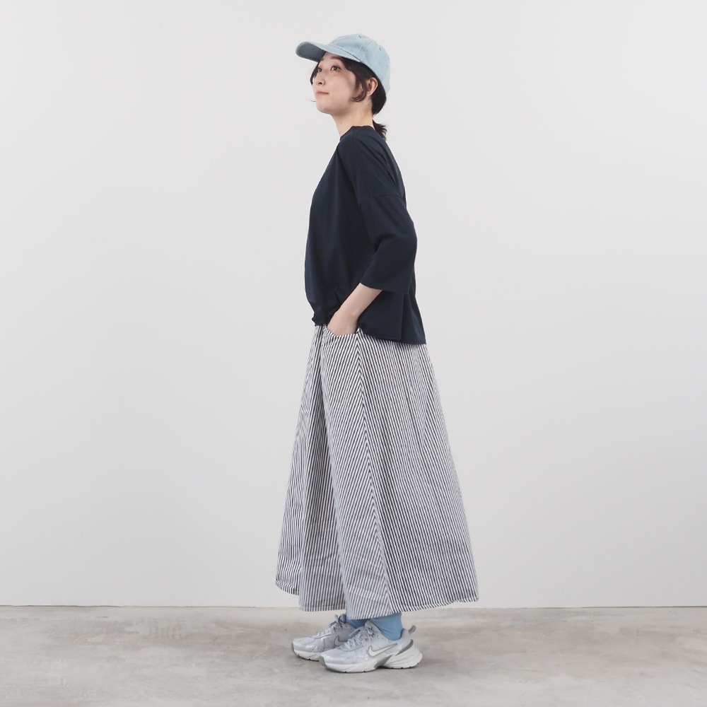 NARU(ナル) ロンドンストライプ ノッポスカート(9分丈) 667806