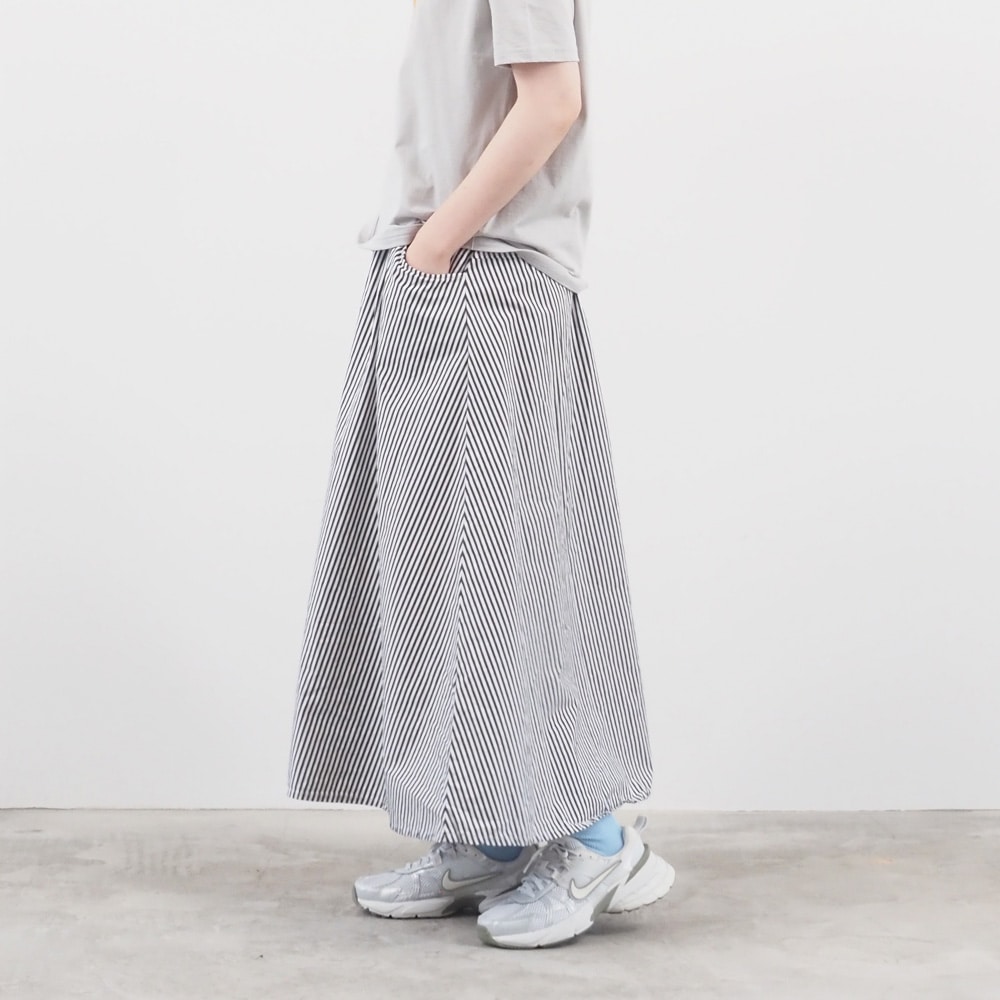 NARU(ナル) ロンドンストライプ ノッポスカート(9分丈) 667806