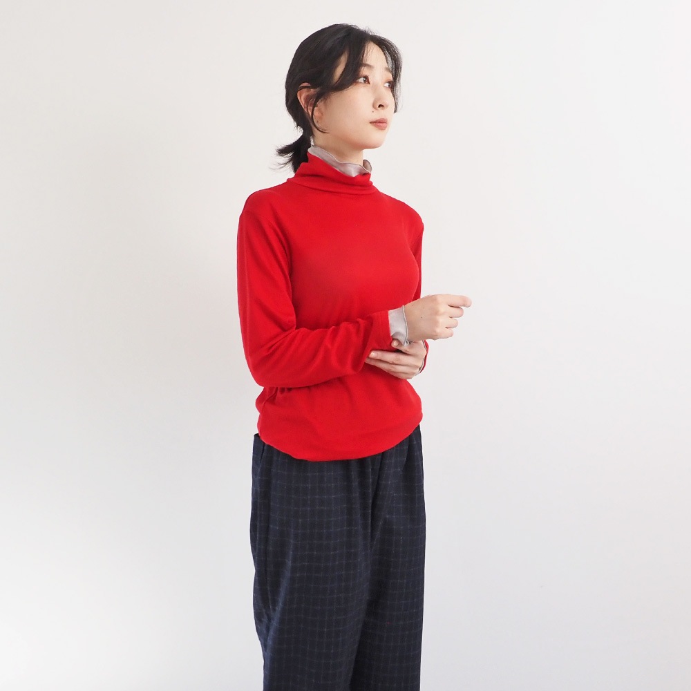 NARU(ナル) リヨセルハーフミラノリブ レイヤードタートル 666200