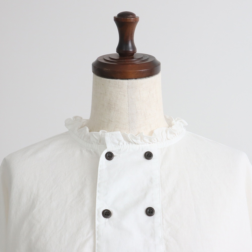 NARU(ナル) 綿/麻キャンブリックワッシャー ギャザーブラウス 670860