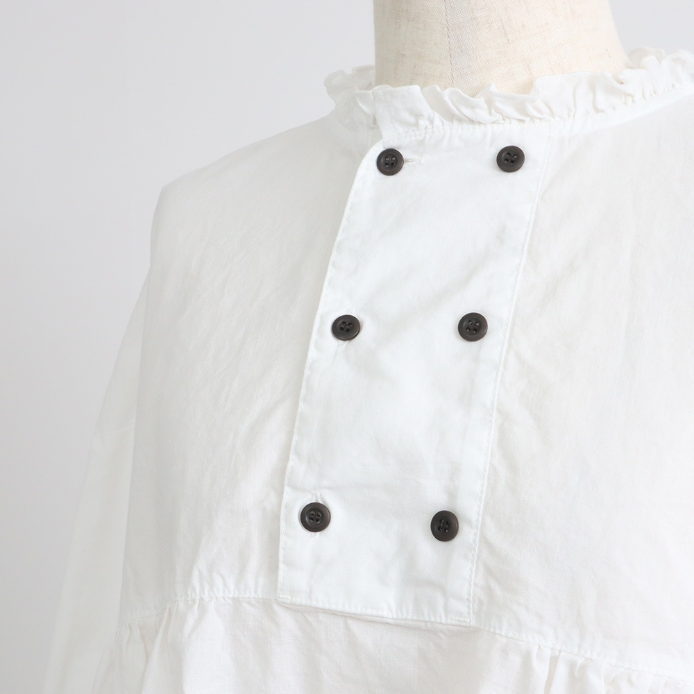 NARU(ナル) 綿/麻キャンブリックワッシャー ギャザーブラウス 670860