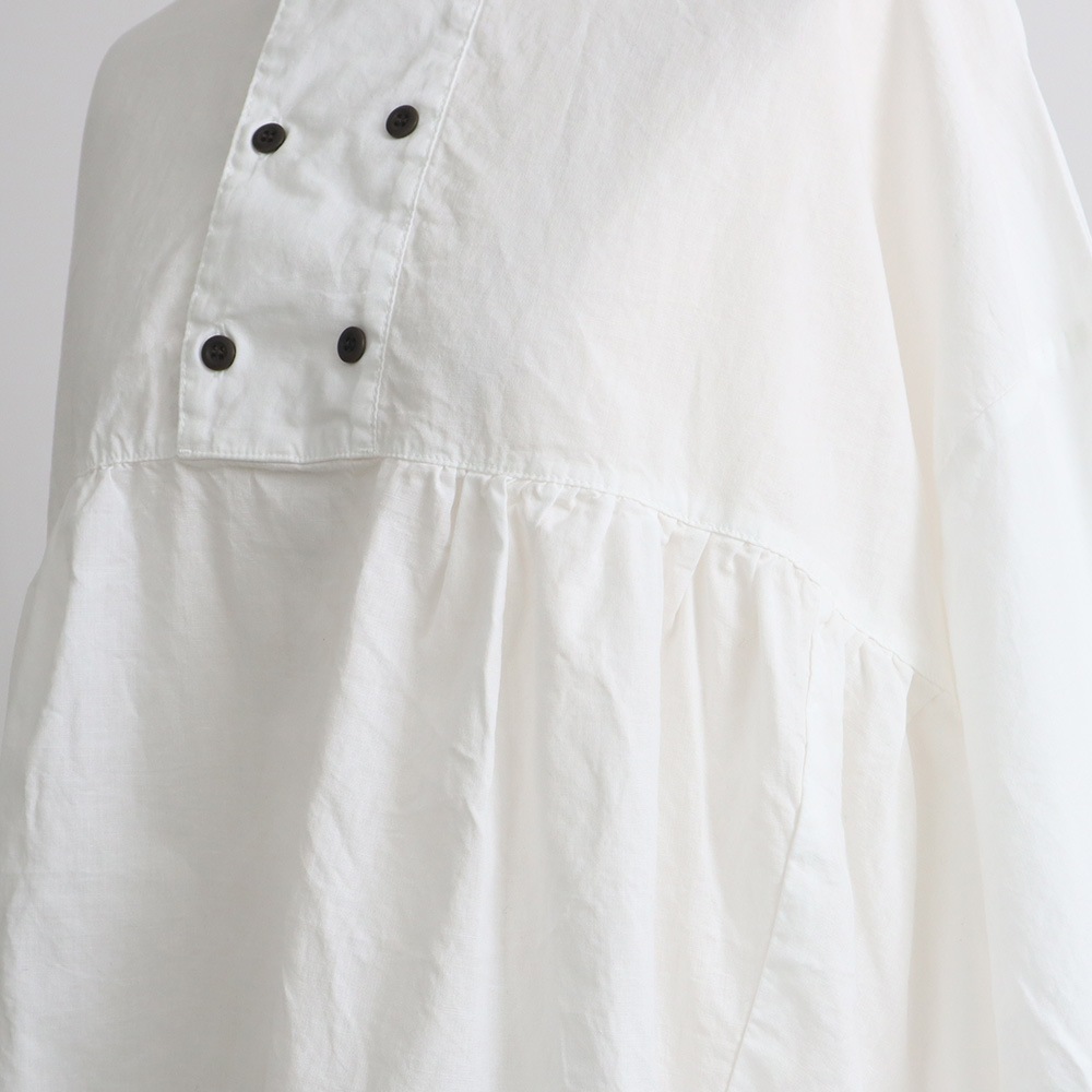 NARU(ナル) 綿/麻キャンブリックワッシャー ギャザーブラウス 670860