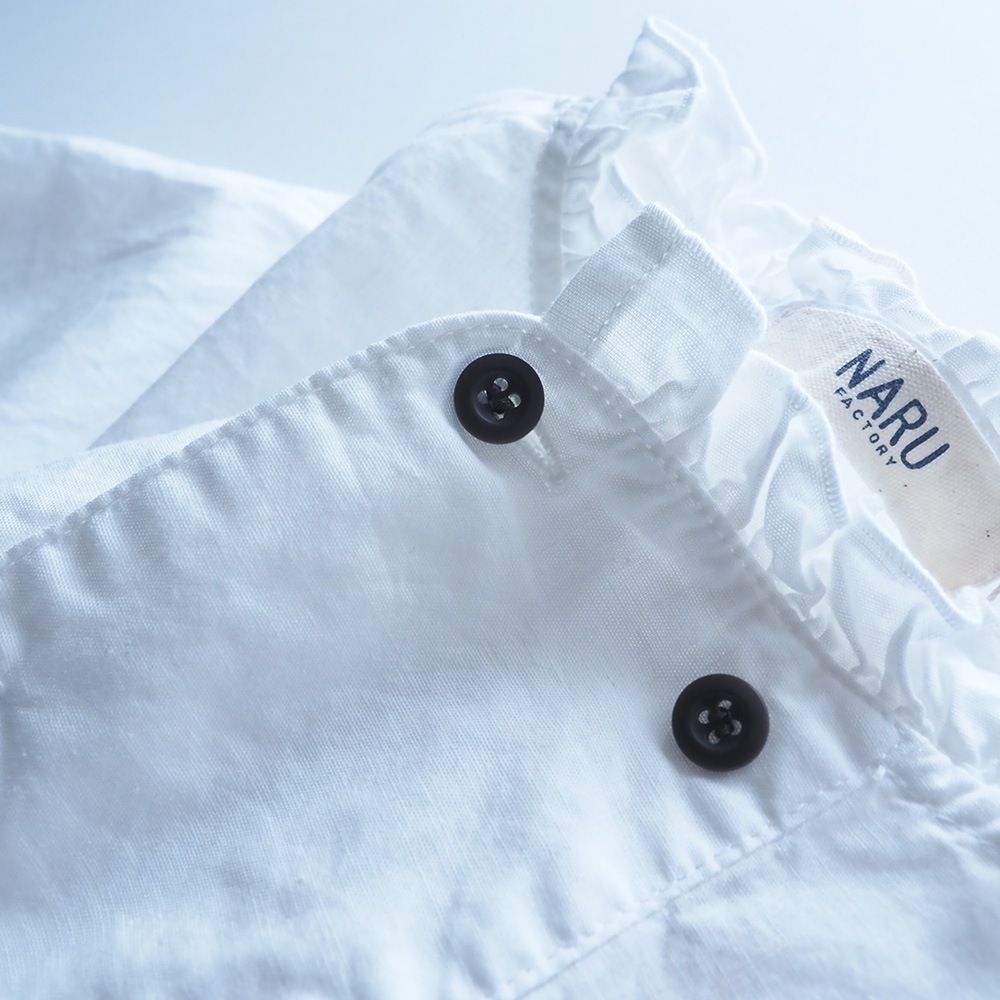 NARU(ナル) 綿/麻キャンブリックワッシャー ギャザーブラウス 670860