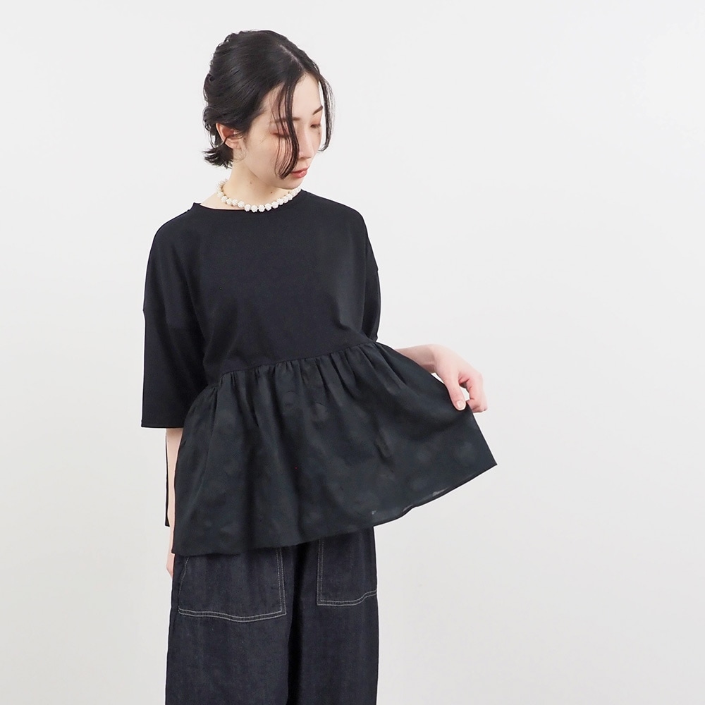 NARU(ナル) 72/2サイロ×ローン塩縮ランダムドット ギャザーチュニック 662220