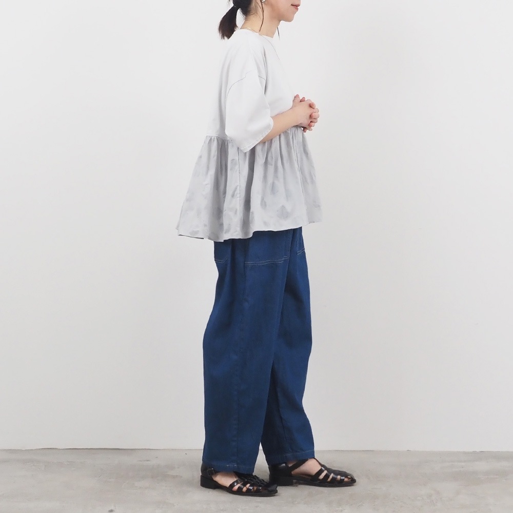 NARU(ナル) 72/2サイロ×ローン塩縮ランダムドット ギャザーチュニック 662220