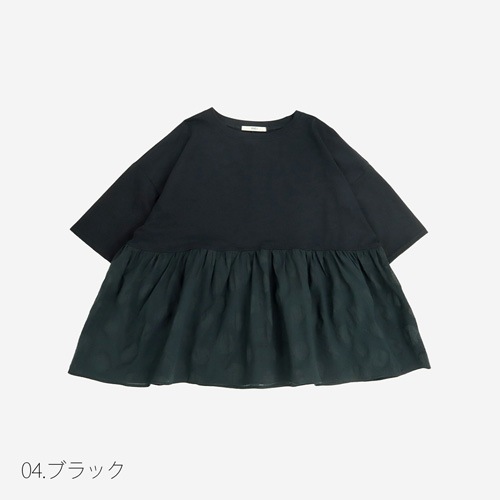 NARU(ナル) 72/2サイロ×ローン塩縮ランダムドット ギャザーチュニック 662220