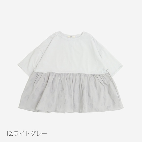 NARU(ナル) 72/2サイロ×ローン塩縮ランダムドット ギャザーチュニック 662220