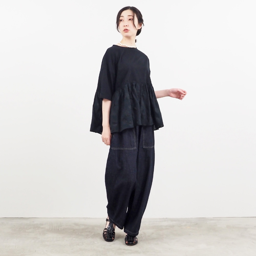 NARU(ナル) 72/2サイロ×ローン塩縮ランダムドット ギャザーチュニック 662220