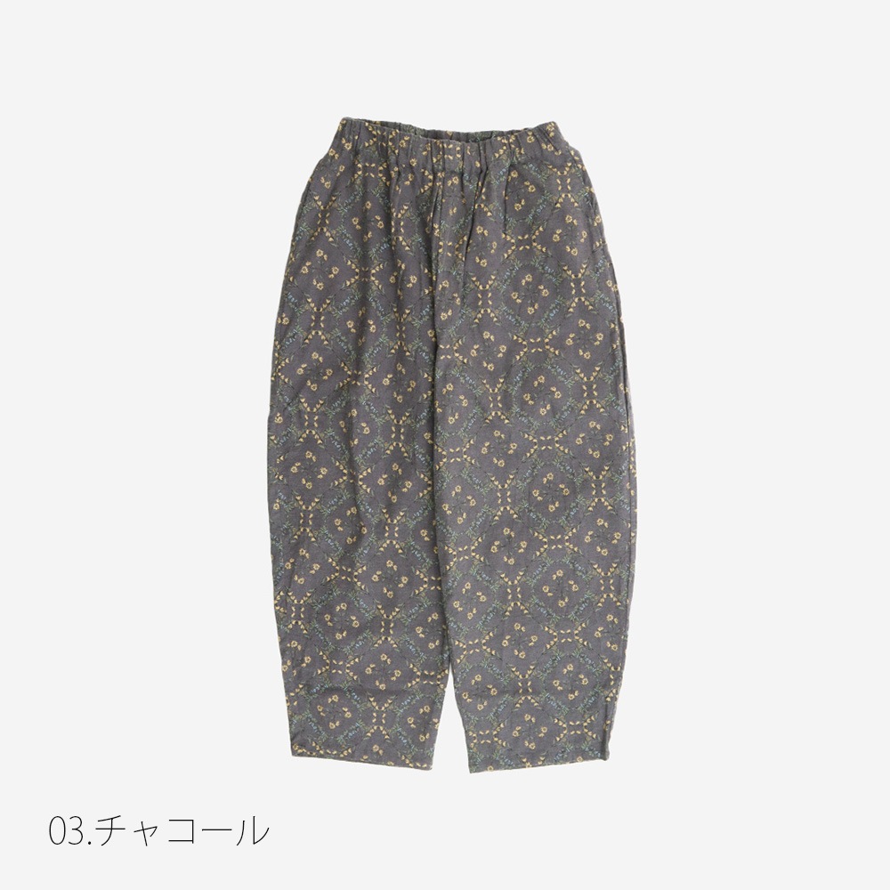 NARU(ナル) 20ビエラ起毛バイアス花柄 ロングエッグパンツ 6668201