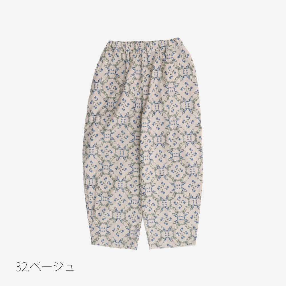 NARU(ナル) 20ビエラ起毛バイアス花柄 ロングエッグパンツ 6668201