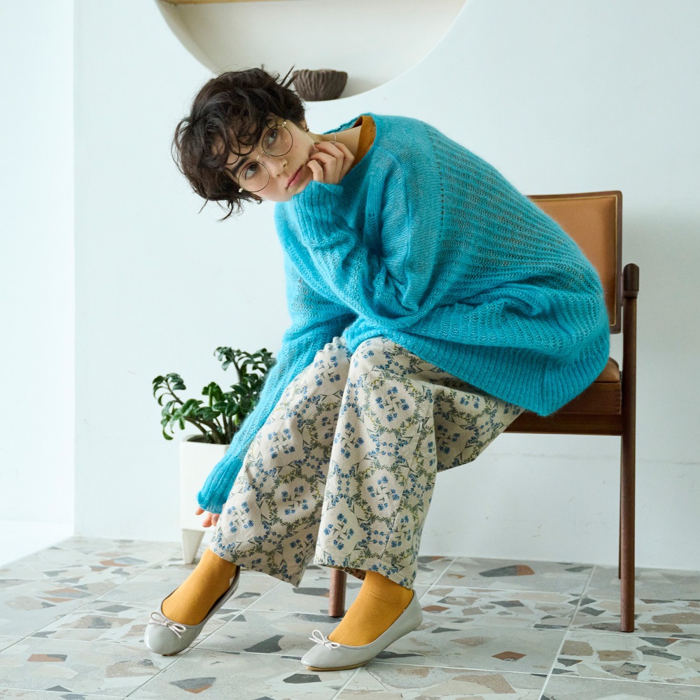 NARU(ナル) 20ビエラ起毛バイアス花柄 ロングエッグパンツ 6668201