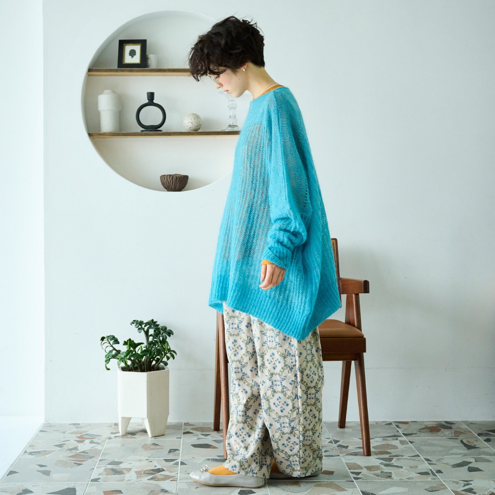 NARU(ナル) 20ビエラ起毛バイアス花柄 ロングエッグパンツ 6668201