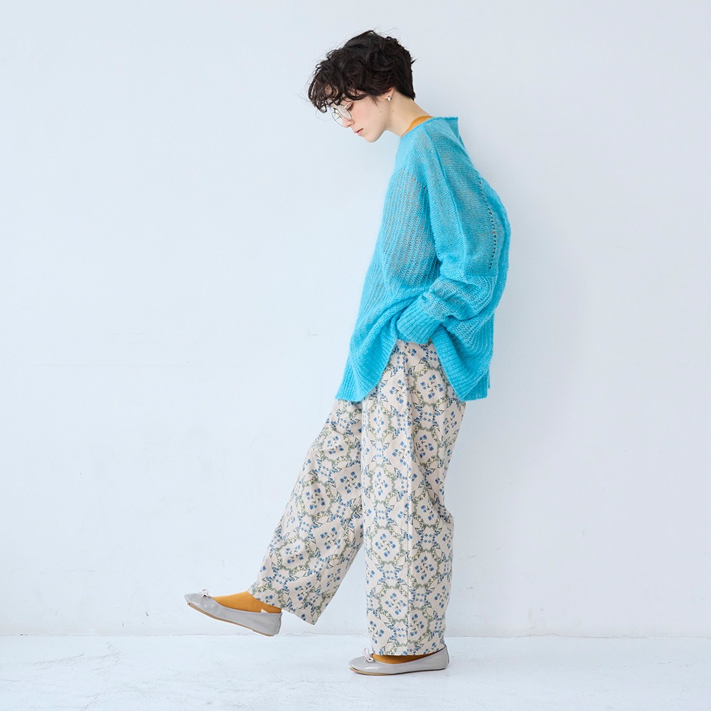 NARU(ナル) 20ビエラ起毛バイアス花柄 ロングエッグパンツ 6668201