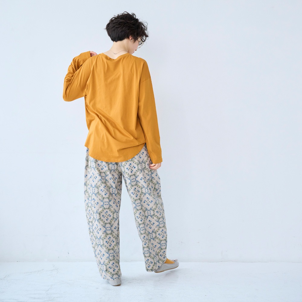 NARU(ナル) 20ビエラ起毛バイアス花柄 ロングエッグパンツ 6668201