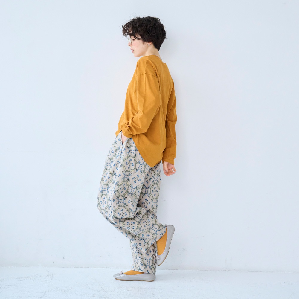 NARU(ナル) 20ビエラ起毛バイアス花柄 ロングエッグパンツ 6668201