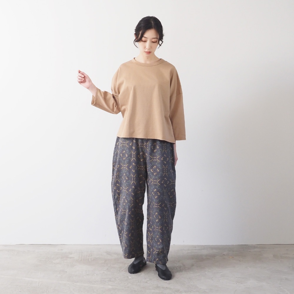 NARU(ナル) 20ビエラ起毛バイアス花柄 ロングエッグパンツ 6668201