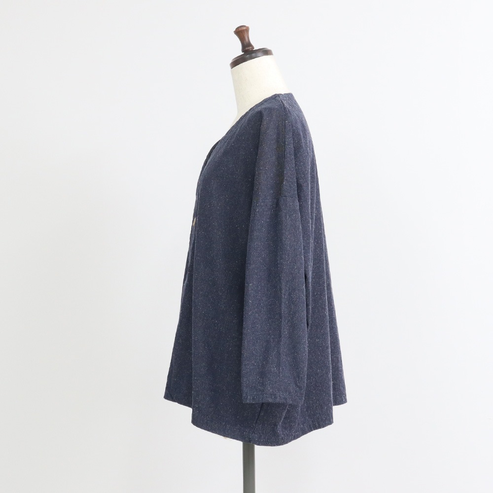 NARU(ナル) コットンシルクブーレットノイルデニム ノーカラージャケット 670841