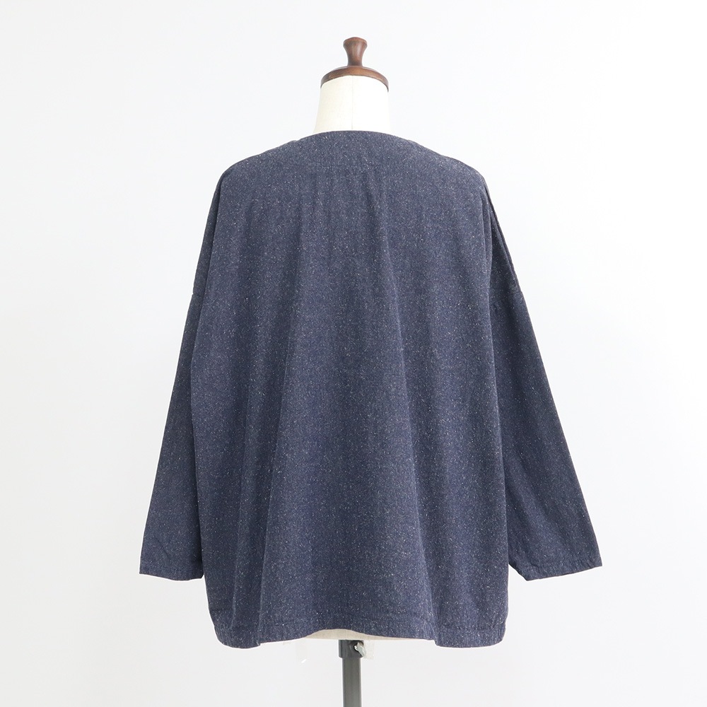 NARU(ナル) コットンシルクブーレットノイルデニム ノーカラージャケット 670841