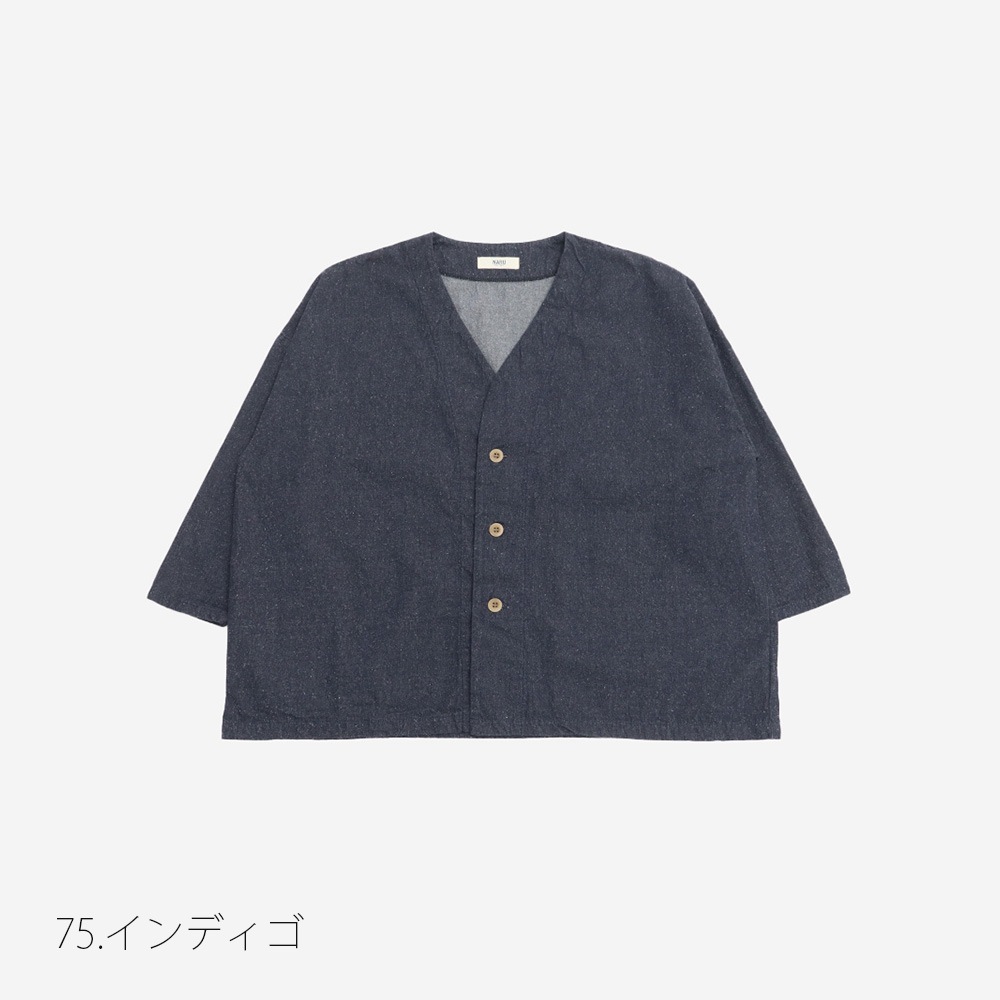 NARU(ナル) コットンシルクブーレットノイルデニム ノーカラージャケット 670841