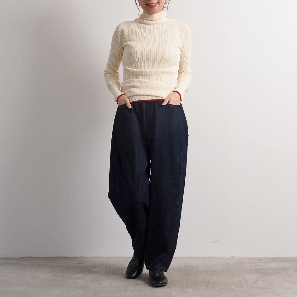 NARU(ナル) ランダムリブニット バイカラータートルネック 656706