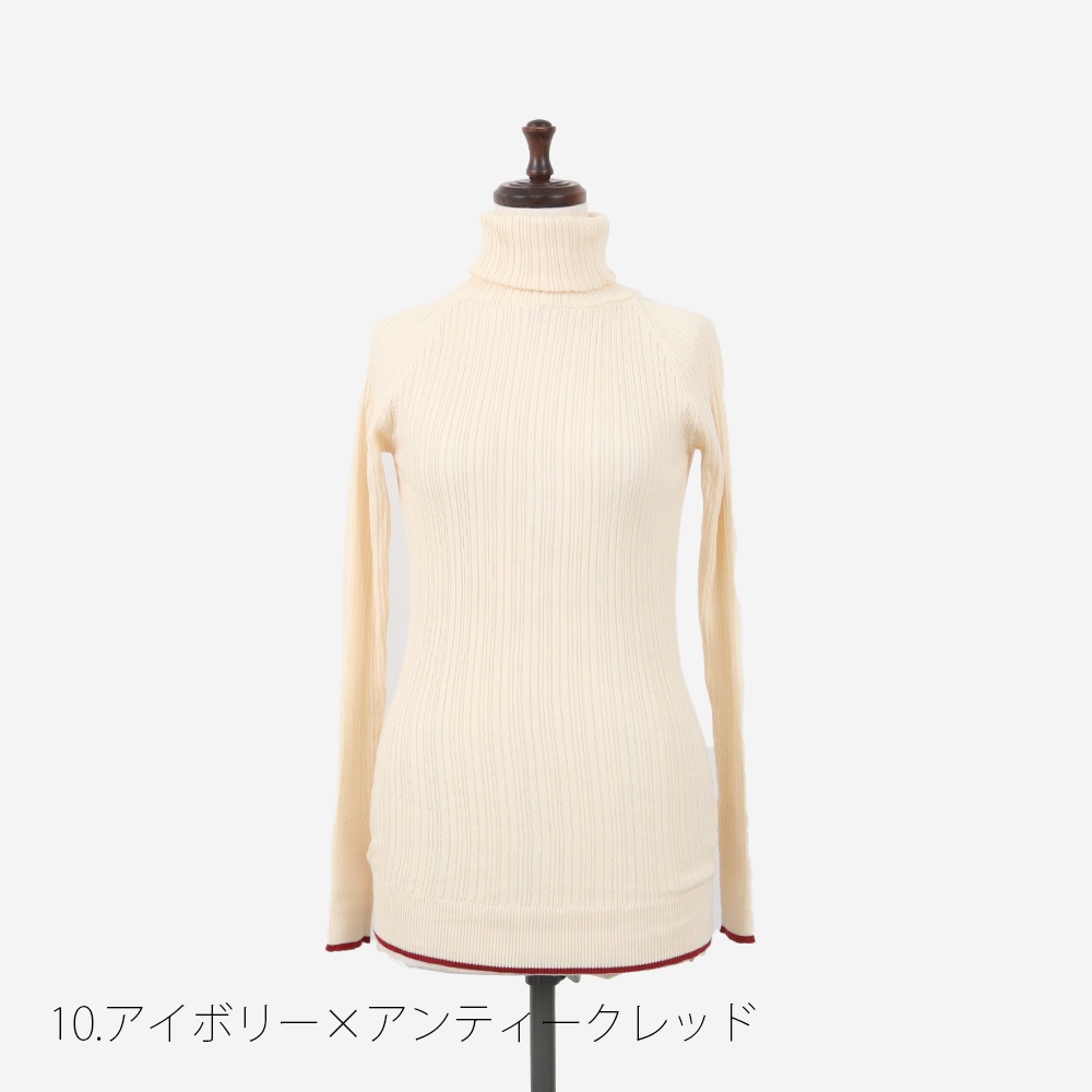 NARU(ナル) ランダムリブニット バイカラータートルネック 656706