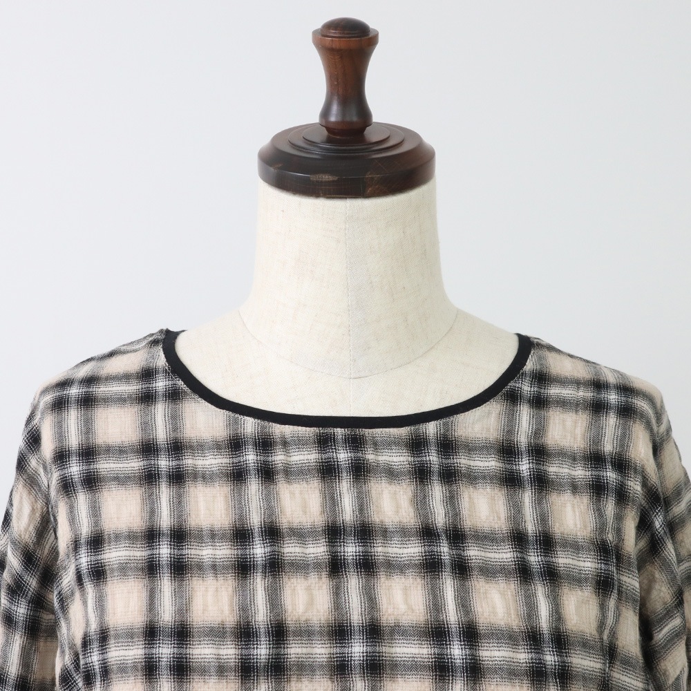 NARU(ナル) へリンボンシャーリングチェック ラウンドシャツ 666915