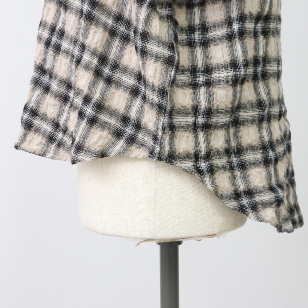 NARU(ナル) へリンボンシャーリングチェック ラウンドシャツ 666915