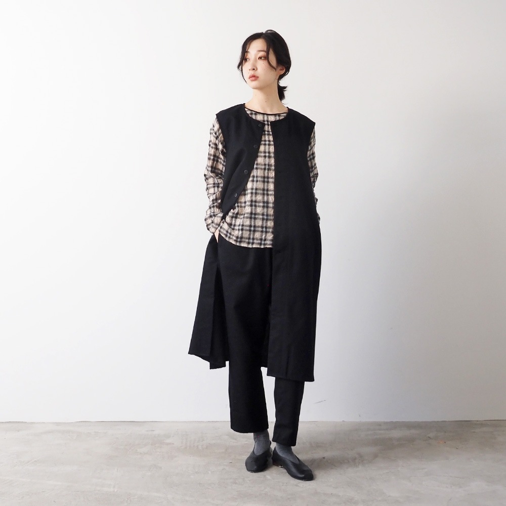 NARU(ナル) へリンボンシャーリングチェック ラウンドシャツ 666915