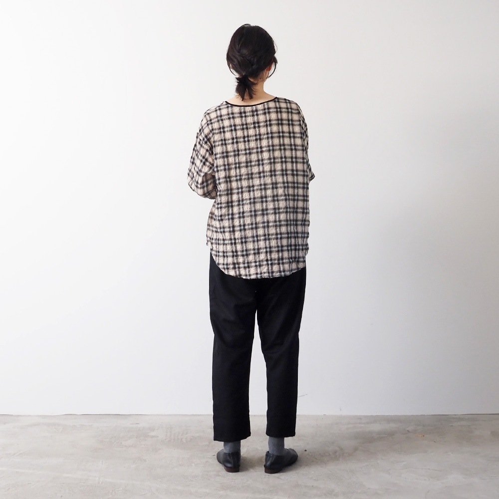 NARU(ナル) へリンボンシャーリングチェック ラウンドシャツ 666915